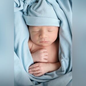 Photo prop newborn— Swaddle Blanket and Hat Set for newborn Wrap Baby light blue